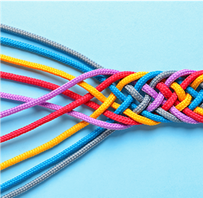 multicolored strings forming a braid